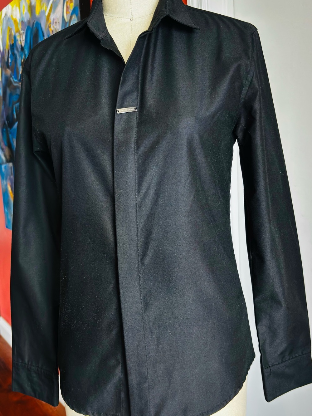 Classic Black Women's Button-Front Blouse